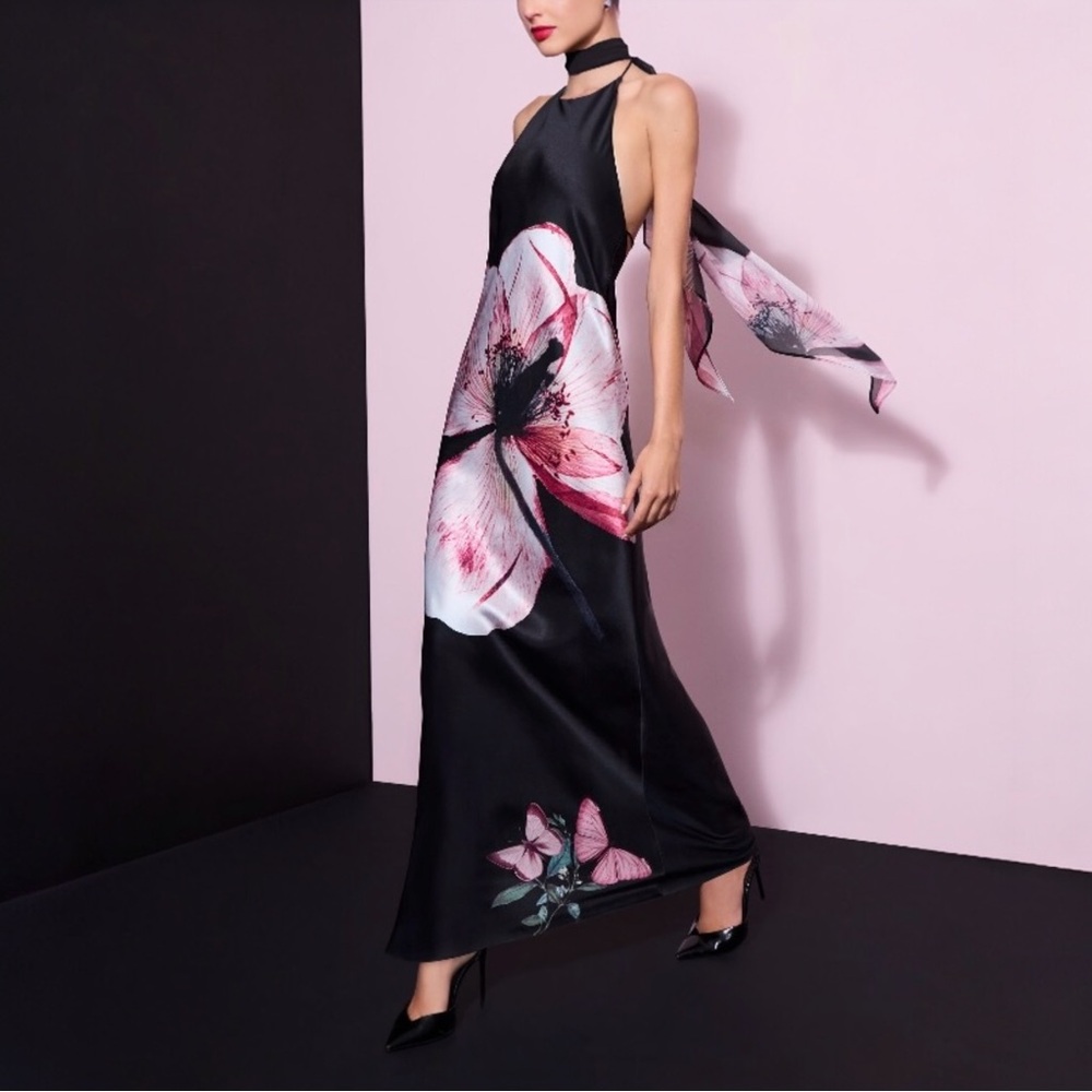NWT Alice + Olivia Montana Tie Back Gown Maxi Dress Size 4 - Picture 4 of 10